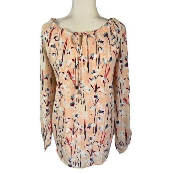 Haute Hippie Peach Floral Tribe Printed Long Sleeve Top Size Small - Picture 2 of 8